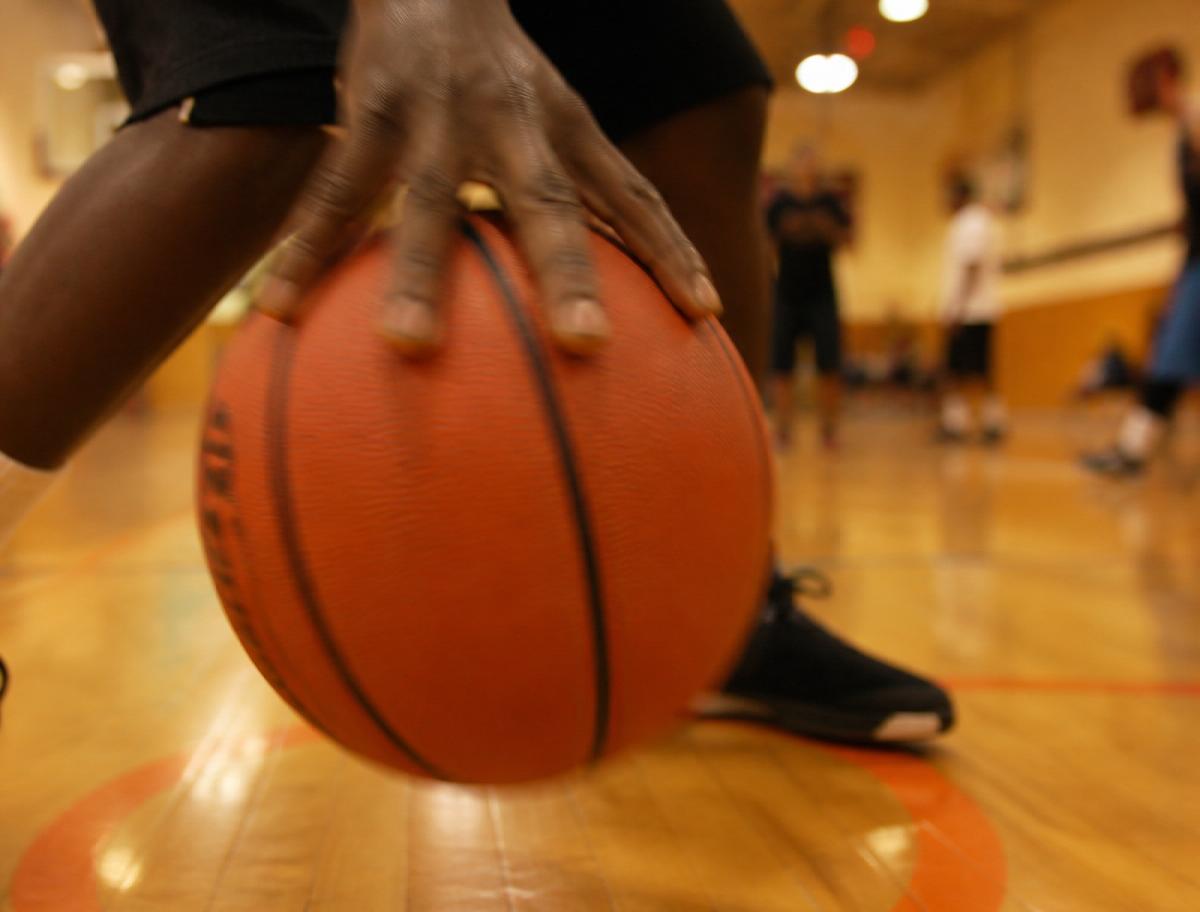 Basketball dribble close-up